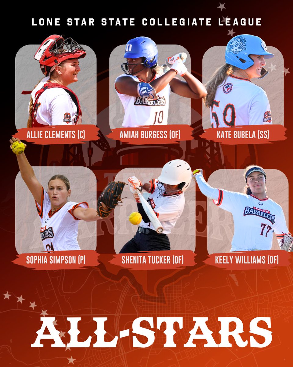 lonestarleague's tweet photo. 🛢️BARRELERS ALL-STARS ⭐️

#allstars #lonestarstateleague #softball #womensfastpitch #acl #atx #ncaasoftball #womenssports https://t.co/Vusen6xkBD