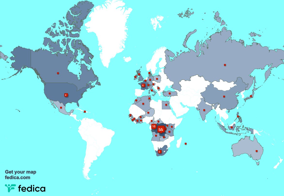 MarcusMuntu's tweet image. Merci beaucoup à mes 3 nouveaux abonnés qui vivent en: République démocratique du Congo, et plus la semaine dernière. fedica.com/!MarcusMuntu