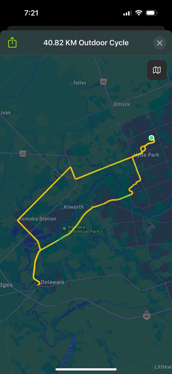 40 km ride on a hot day in July. 
Could have started earlier but still a great ride.