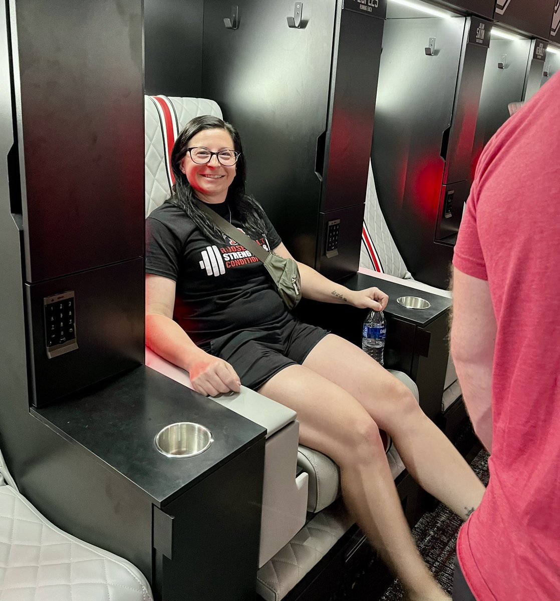 RoughRidersKENT's tweet photo. We are use to seeing Coach Hockett and Ms. Sepi in the halls of Roosevelt or the weight room, but recently, they were able to tour the OSU football facilities with Roosevelt alum Riley Larkin due to winning the opportunity at last year’s Rough Rider Football Golf Outing. https://t.co/XIFNC0TXz2