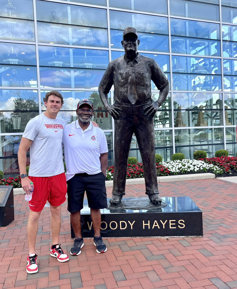 RoughRidersKENT's tweet photo. We are use to seeing Coach Hockett and Ms. Sepi in the halls of Roosevelt or the weight room, but recently, they were able to tour the OSU football facilities with Roosevelt alum Riley Larkin due to winning the opportunity at last year’s Rough Rider Football Golf Outing. https://t.co/XIFNC0TXz2