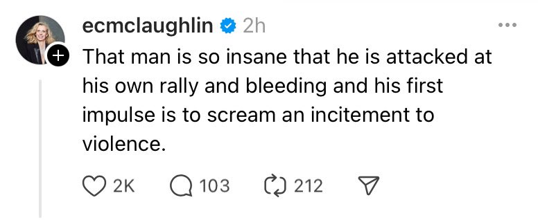 cheryleliz's tweet photo. Response from Leftist podcaster @ECMcLaughlin #ResistanceLive… she has spent the past decade screaming to her followers that President Trump is Hitler… is a danger to Democracy… must be removed at any cost… https://t.co/zWQ3SUU6u6