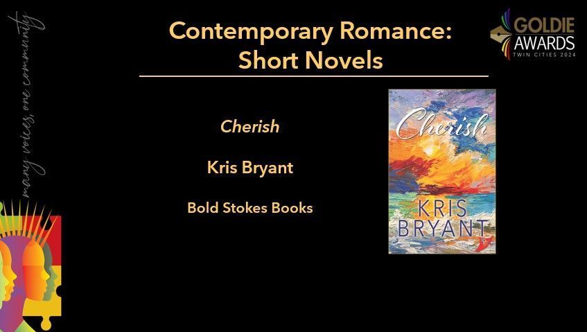 goldencrownls's tweet photo. The Contemporary Romance Short Goldie Award goes to Kris Bryant @KrisBryant2014 for Cherish. Congratulations!  #gcls2024 #goldies2024 https://t.co/AafS7r5odP