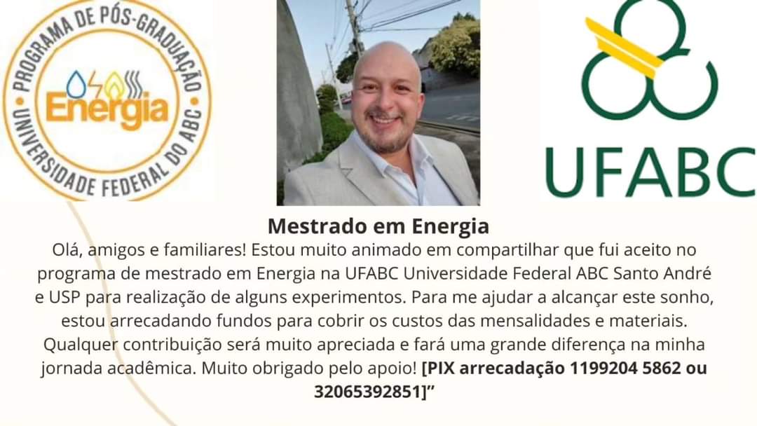 BianoWagner's tweet photo. Olá a todos,
Meu nome é Wagner da Silva, sou mestrando em Energia  na #Universidade #Federal do ABC em #Santo André me subdivido entre Santo André, São Bernardo do Campo e na USP no Butantã https://t.co/7W9sQqRaq6