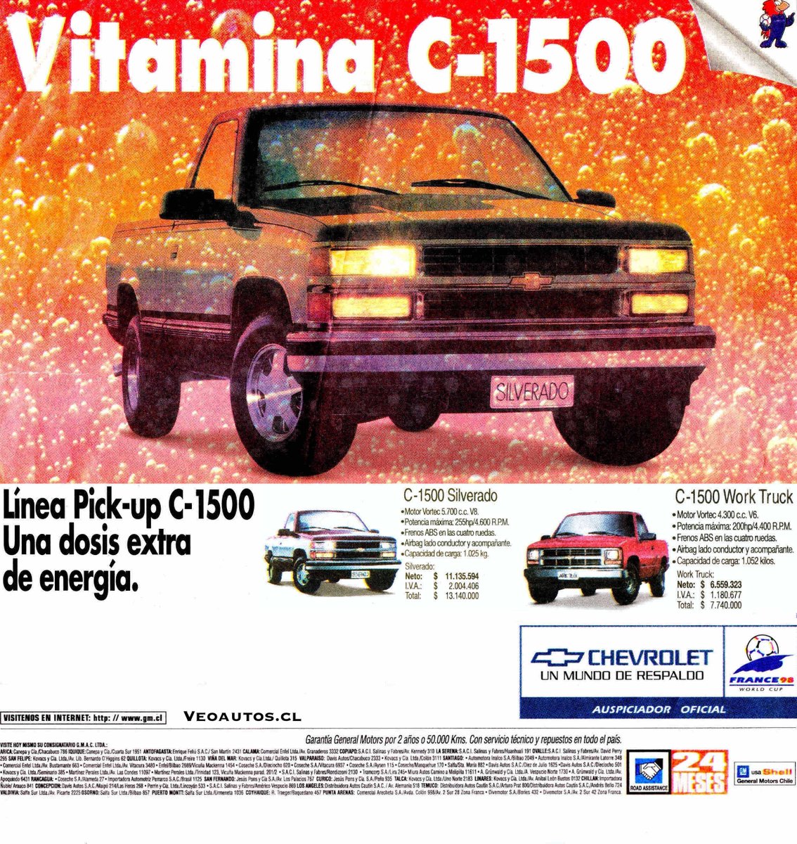 VeoAutos's tweet photo. Chevrolet C1500 Cabina Simple Work Truck y Silverado Chile 1998, año en que se comercializan 750 Unidades
+ info https://t.co/vcaJkyE94F
#chevroletsilverado #worktruck #chevypickup @ChevyTrucks @addict_car @thecarfactoids @RiveraNotario @ChevroletCL https://t.co/av4hqL9WDz