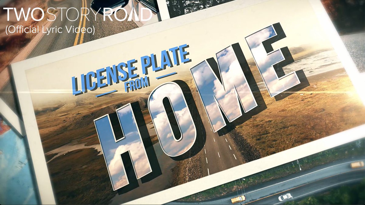 twostoryroad's tweet photo. YAY! 👏🏻👏🏻👏🏻 The official lyric video for “License Plate From Home” is now on our YouTube channel! Click here to watch the whole video:  
https://t.co/PPu9hto5s0 https://t.co/osWfLkv245