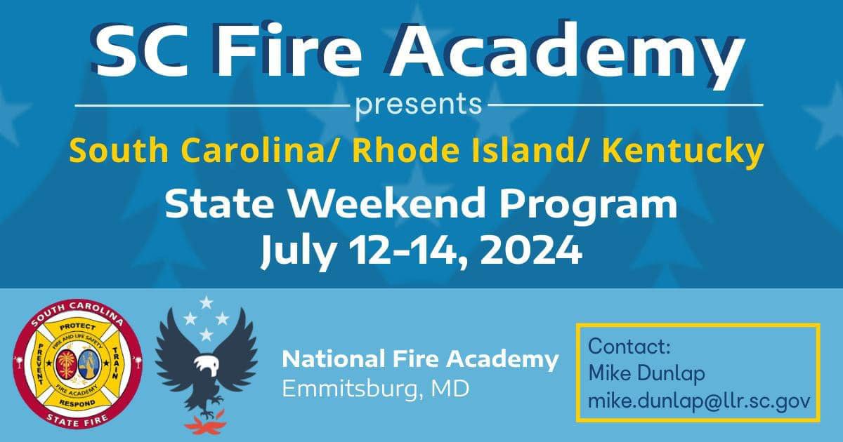 BelvedereFD7's tweet photo. Members are attending some great training this weekend at the National Fire Academy along with connecting with other fire professionals from other states. #BVFDDist7 @SCStateFire https://t.co/eQ73yp3OLq