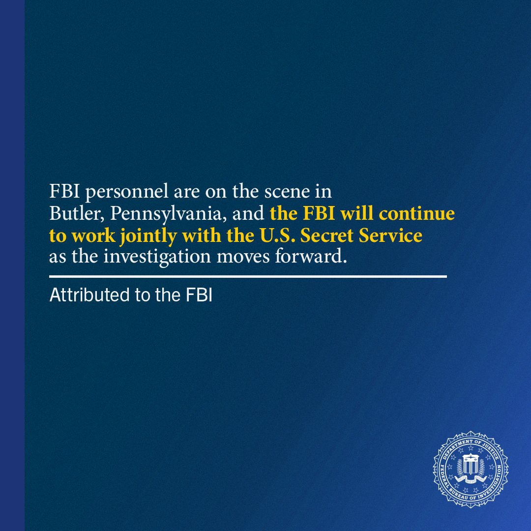FBI statement on the incident that occurred today in Butler, Pennsylvania.