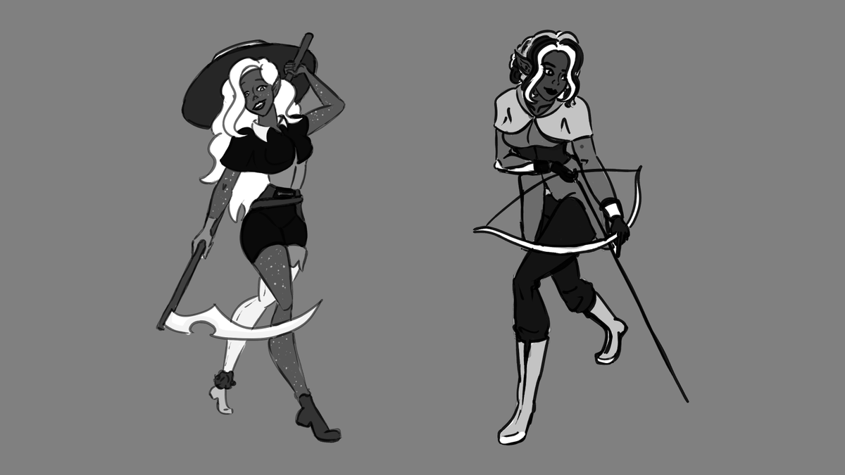 IdealNovelist's tweet photo. I did some sketches of my very underdrawn characters, Hemlock and Iver w/ poses thanks to @theposearchives! https://t.co/oh9YE0IpYD