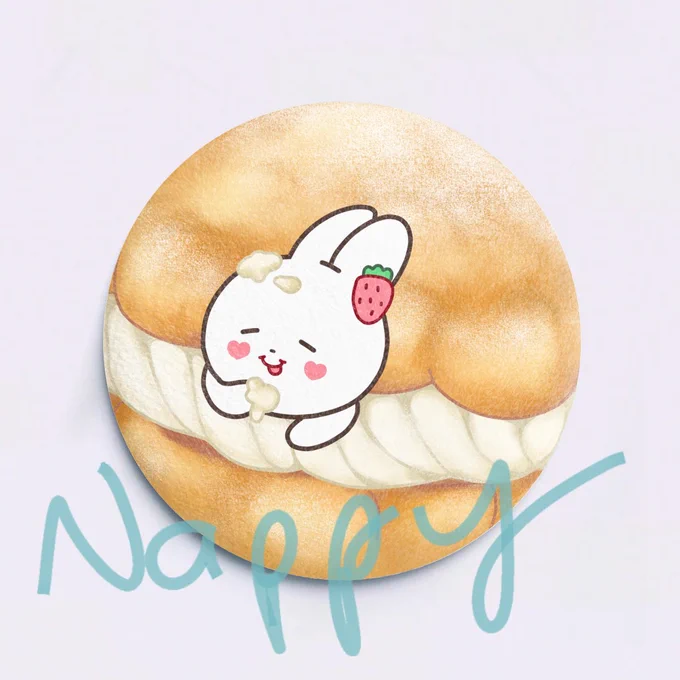 Cream puff bunny badge design