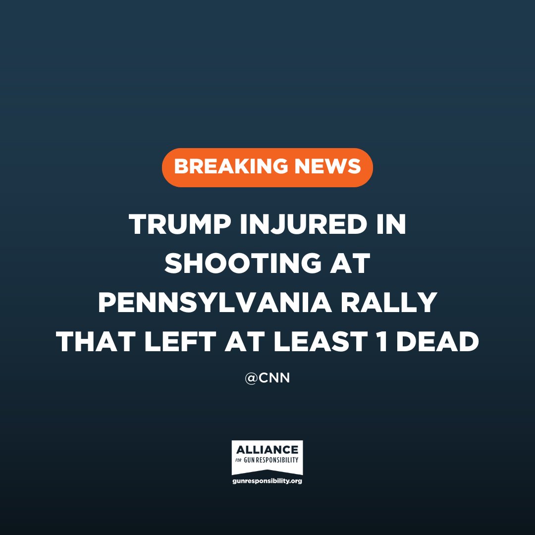 The Alliance for Gun Responsibility strongly condemns the shooting at the most recent rally for former President Donald Trump in Butler, Pennsylvania. Read the full statement here: l8r.it/5bZJ