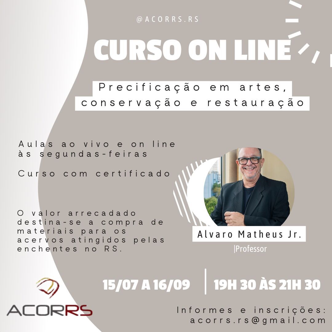 CRBsete's tweet photo. Divulgação: Curso online com arrecadação para os acervos do RS. As ajudas continuam!
#crb7
#crb7comvc
#precificacaoemartesconservacaoerestauracao https://t.co/1MjFJUWduD