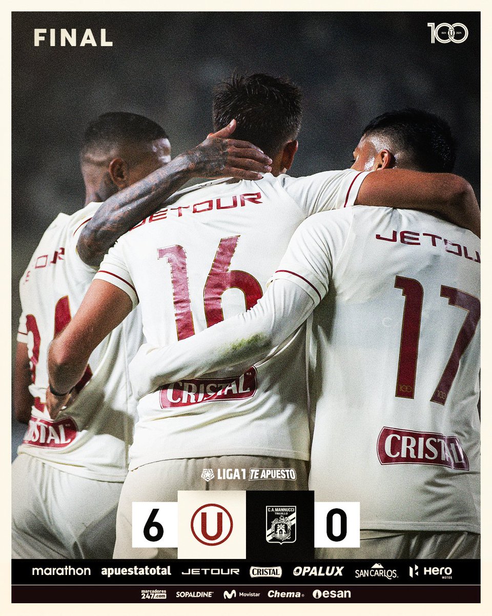 ⏱️ | 𝗙𝗜𝗡𝗔𝗟 𝗗𝗘𝗟 𝗣𝗔𝗥𝗧𝗜𝗗𝗢

𝗣𝗮𝘀𝗼 𝗮 𝗽𝗮𝘀𝗼, 𝗰𝗿𝗲𝗺𝗮𝘀 💪

⚽ Universitario 6-0 Carlos A. Mannucci

#Los100DelÚnicoGrande