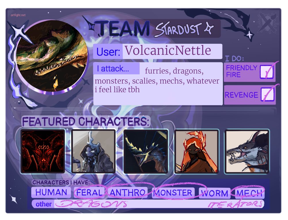 VolcanicNettle's tweet photo. late join to artfight this year #teamstardust https://t.co/iGE94ioqTA