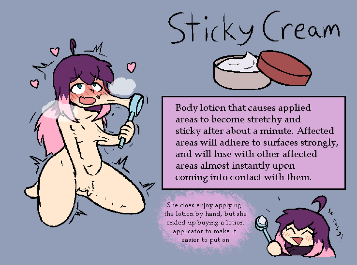 okseriouslywat's tweet photo. Here it is: The first item out of Minerva's closet, the Sticky Cream!  

(Don't forget to vote on the next item!! The poll will be linked in the replies, and also its own standalone post) https://t.co/adEpPiAUkq