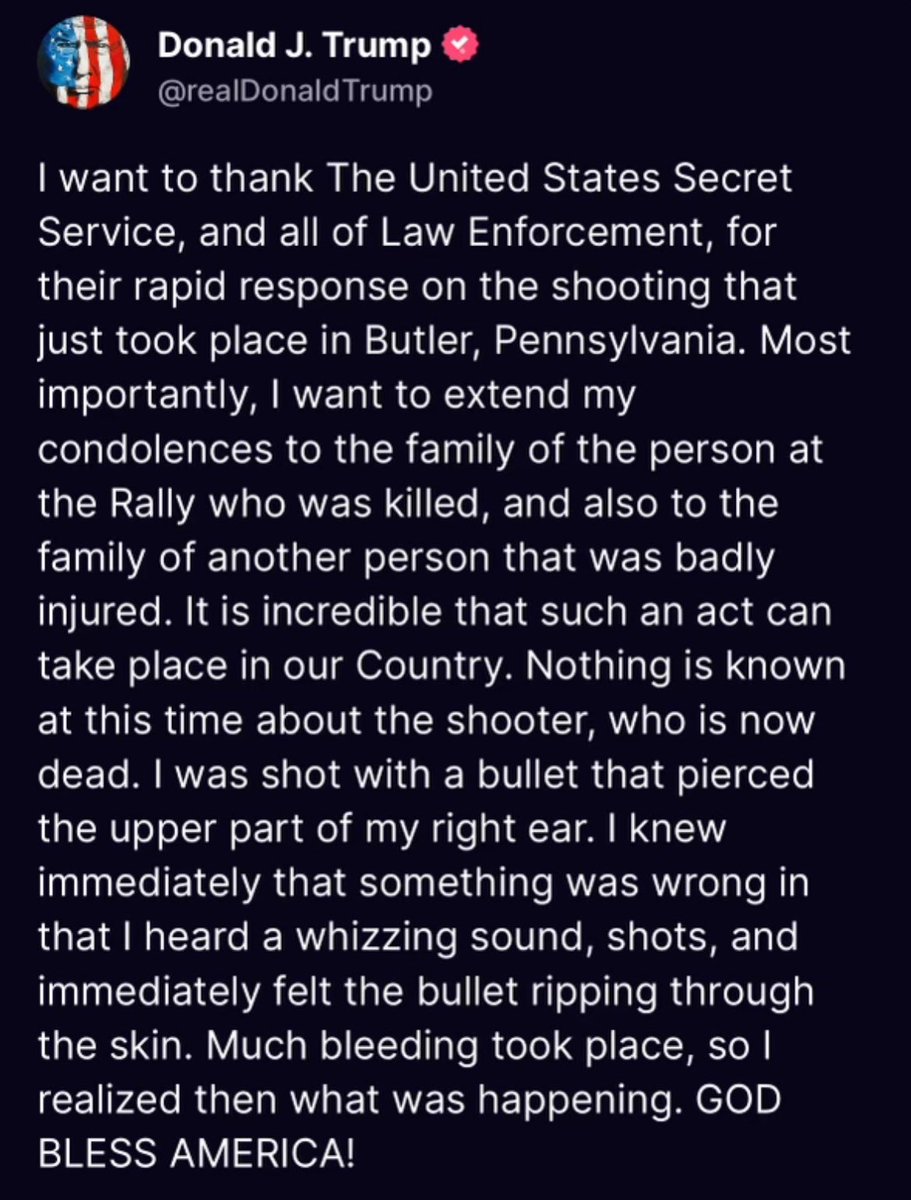 May God continue to bless America and may we all come together in prayer for President Trump and our nation’s future.