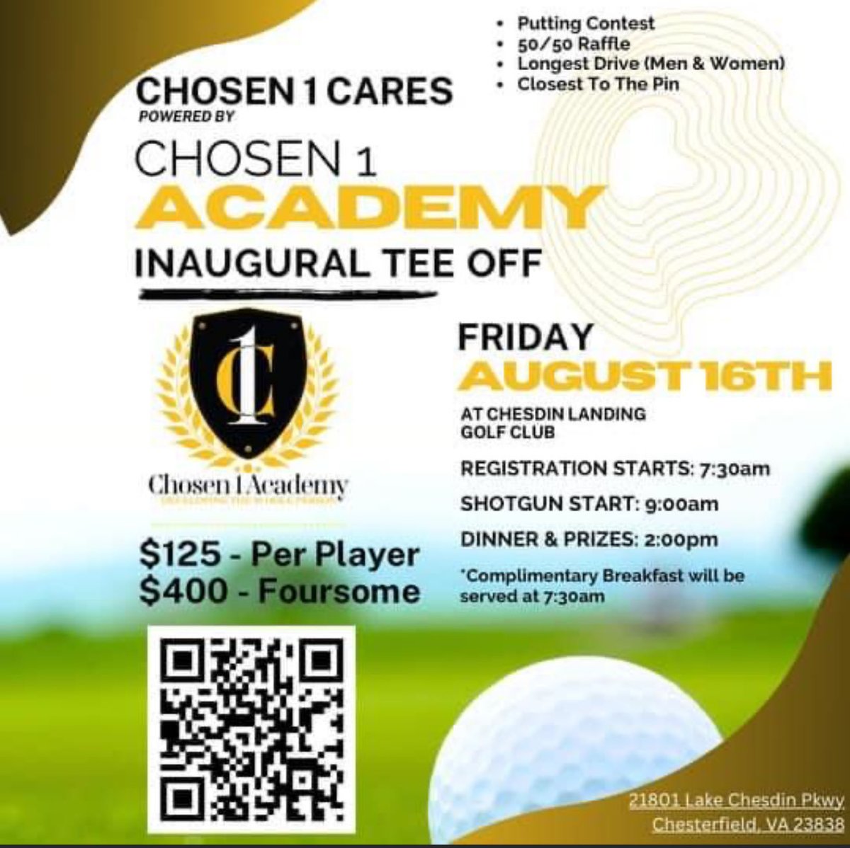 Save the date and register to support Chosen 1 Cares‼️