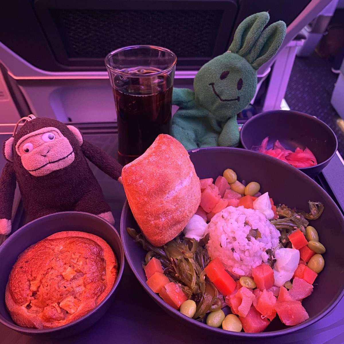 greenietravels's tweet photo. We unfortunately did not get the window seat this time around, so no cloud pics…but lots of interesting interpretations/translations of foods.
.
#airplanefood #nuts #braisedbeef #bbqchickencoleslaw #cheese #icecream #pokebowl #applepie https://t.co/fkJt2OjLH0