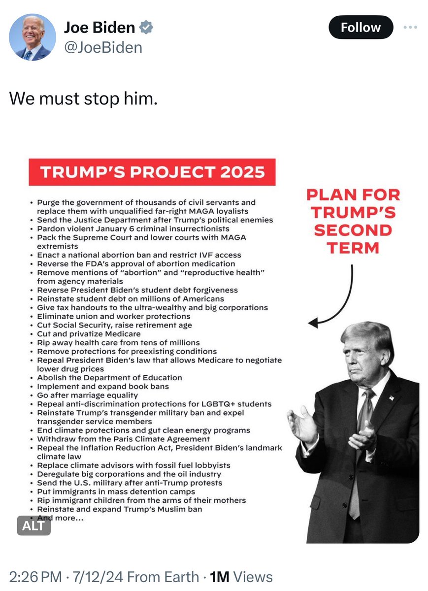 libsoftiktok's tweet photo. Biden yesterday: WE MUST STOP HIM

Today: https://t.co/cgFScKTiCZ
