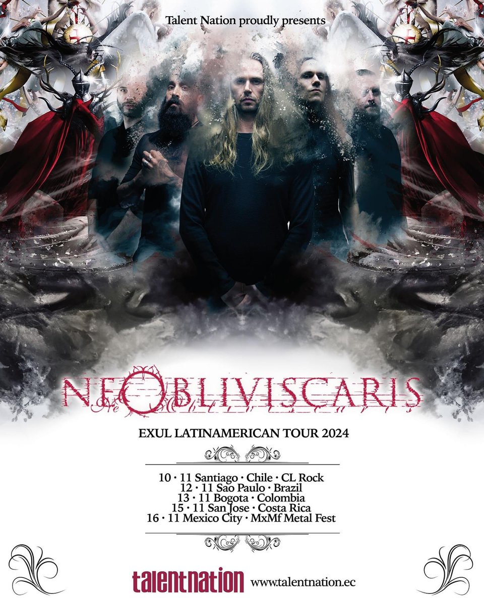 NeObliviscaris3's tweet photo. Finally… 

Nov 10@ CL.Rock Fest Santiago, Chile 
Nov 12@ São Paulo, Brasil (headline show)
Nov 13@ Bogota, Colombia (headline show)
Nov 15@ San Jose, Costa Rica (headline show) 
Nov 16@ MXMF Metal Fest, CDMX, Mexico https://t.co/ilmvBrFYWs