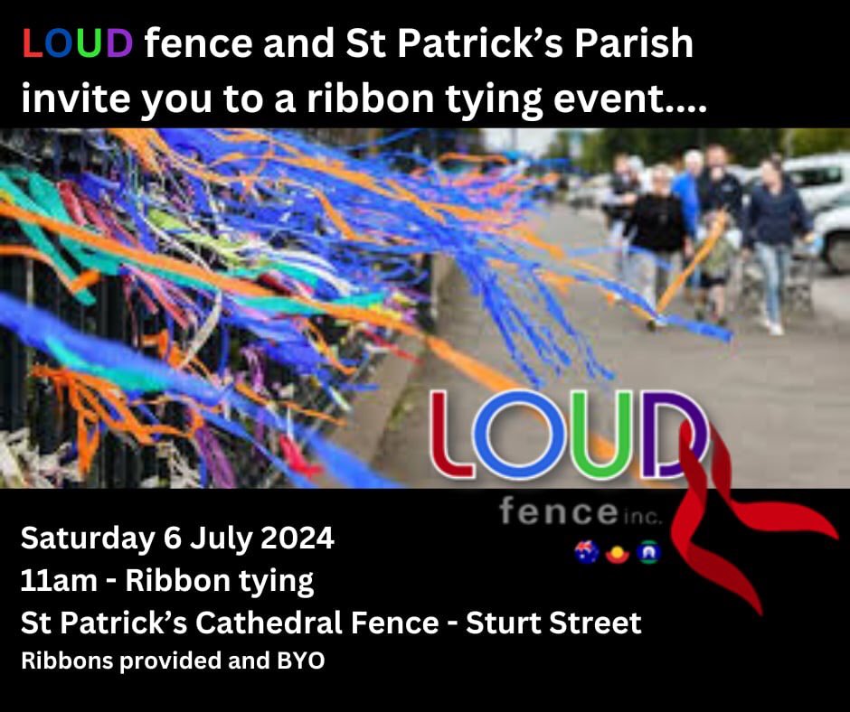 loudfence's tweet photo. Ribbons tied in conjunction with St Patrick’s Cathedral parish 🎗️🎗️🎗️ https://t.co/61H48bMC2z
