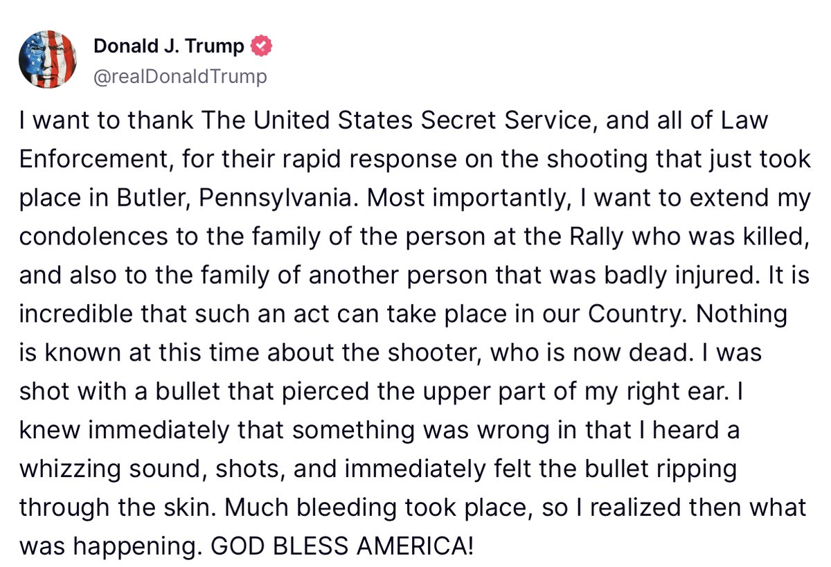 UNIVERSE_FEEDS's tweet photo. @MattWallace888 Donald Trump's statement after the shooting https://t.co/M3hDzT5tIP