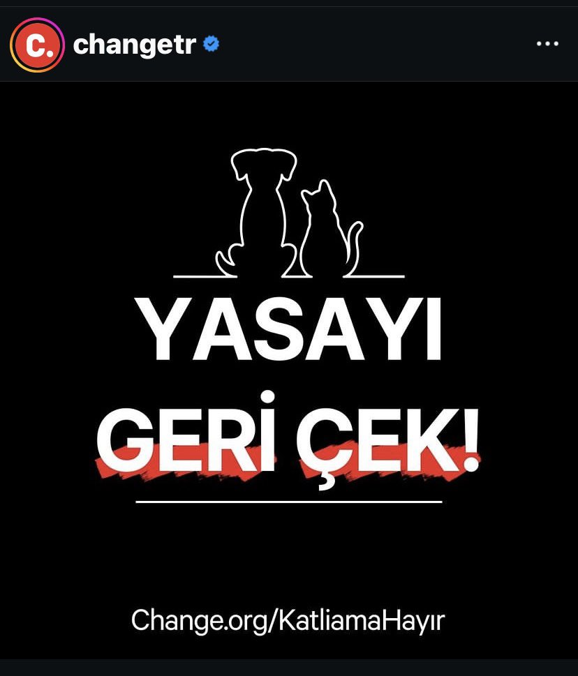 Lütfen @changetr sayfasındaki link’e tıklayıp imza atın sevgili dostlarım. 500.000 imza gerekiyor. İnsanlığı kurtaramadık, bari masumları kurtaralım.  😪