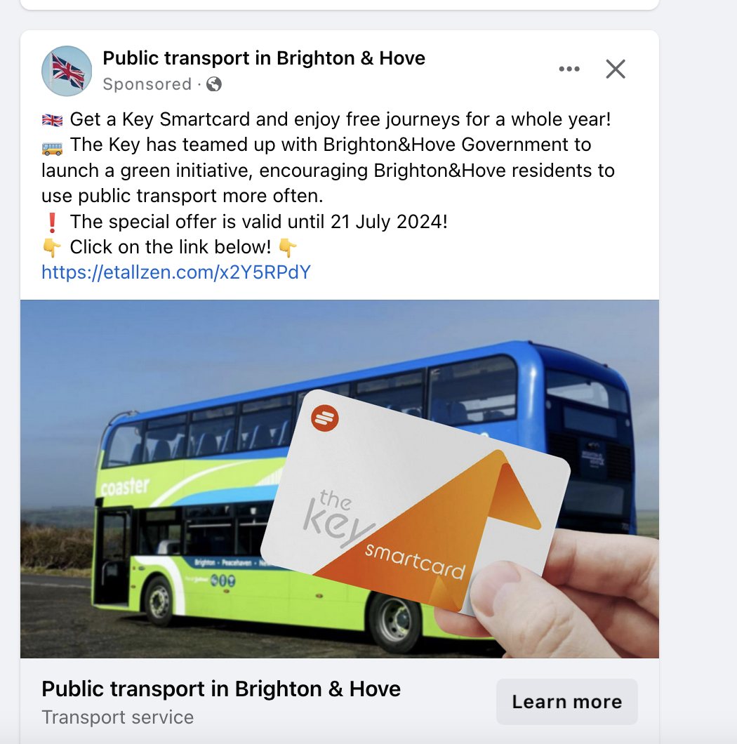 Sussex News - Breaking news for Sussex (@sussexincidents) on Twitter photo Please be careful – <a href="/BrightonHoveBus/">Brighton & Hove Buses</a> has been made aware of some posts on social media where people are being offered free bus travel in #Brighton. Sadly, this is a scam. Some people have lost money as a result of following the links and entering personal & financial information Please be careful – <a href="/BrightonHoveBus/">Brighton & Hove Buses</a> has been made aware of some posts on social media where people are being offered free bus travel in #Brighton. Sadly, this is a scam. Some people have lost money as a result of following the links and entering personal & financial information