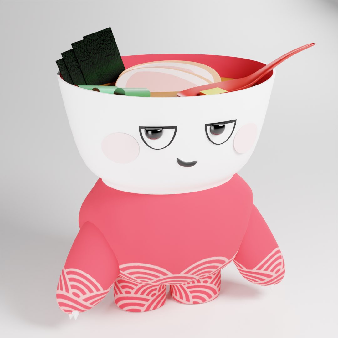 deiko_nft's tweet photo. ラーメンちゃんの3Dモデルを修正しました！

・青海波柄の調整
・海苔の質感をリアルに調整

#すろーす #slothfrens #sfRamen https://t.co/PoanV6sgsX