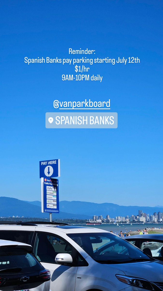 Spanish Banks pay parking starting July 12th, 2024

Pay parking from 9AM-10PM daily.