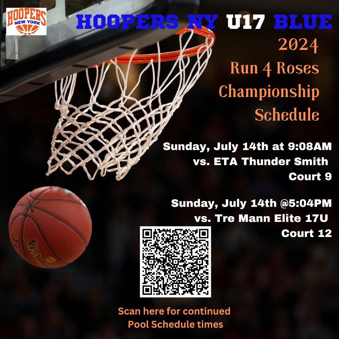 Attn. College Coaches Hoopers NY 17u Blue Schedule for Run 4 Roses Championships, see flyer for information or QR Code for updates <a href="/_BlakeDerrick/">Blake Derrick</a> <a href="/BashHoopsNE/">Bash Hudson</a> <a href="/BlueStarMedia1/">BlueStar Media</a> <a href="/NYGHoops/">NYGHoops</a> <a href="/NYCHoopsnball/">Stacey Davis</a> <a href="/NYCHoops/">NYCHoops.net</a> <a href="/lohudsports/">lohud sports</a>
