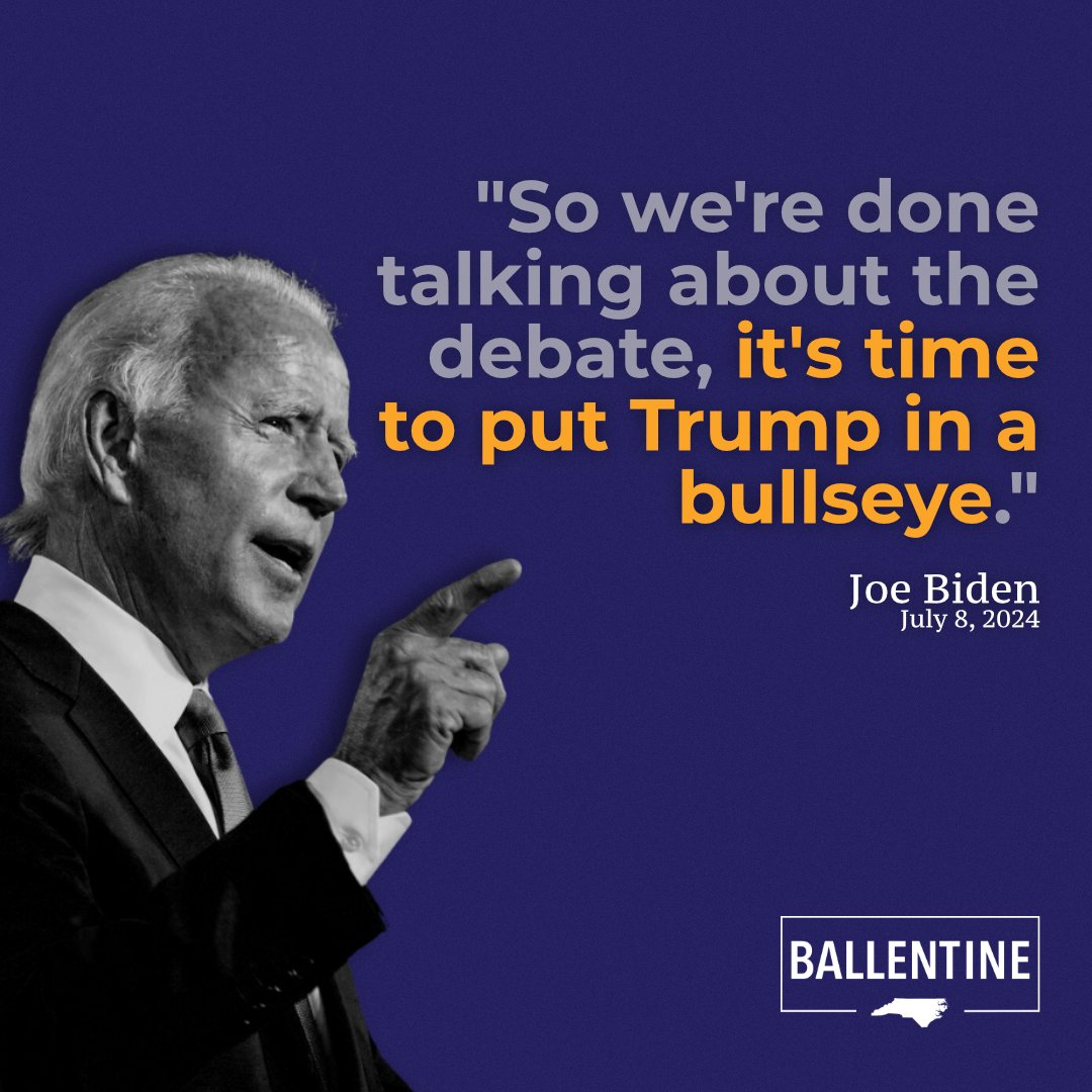 Clayton4NC's tweet photo. 5 days before the attempted assassination on Trump, Biden declared, “It’s time to put Trump in a bullseye” in a call to supporters and donors. Trump was impeached and is being prosecuted for saying less. #ncpol #ncgop https://t.co/VCvBivfZBo