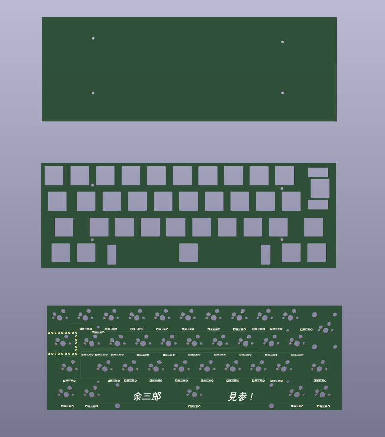 0002ozlet's tweet photo. #ckb3 の修正基板を発注しているのですが、なんとなく、ISOエンター、7Uスペースキーを使う30%の #自作キーボード を設計しました。設計できたので、#JLCPCB に発注しました。 https://t.co/zH2fyOi5L1