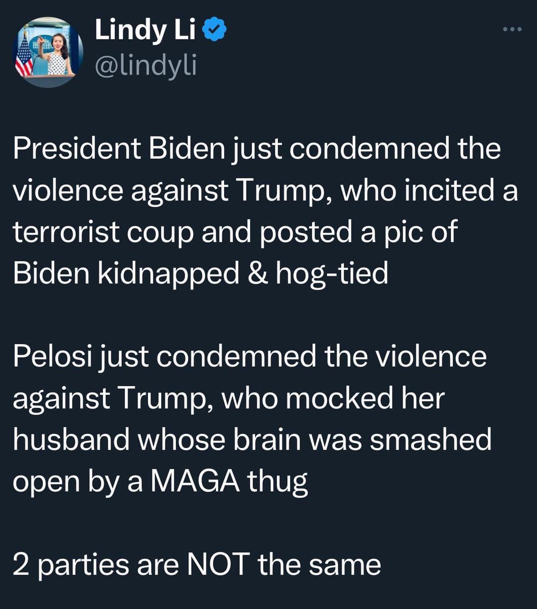 jeffreychrist's tweet photo. Ask yourself, if Biden was shot by a MAGAt, where supporters were killed/injured, what kind of statement would 45 make? 

I think we all know the answer to that. So please spare me the kumbaya bullshit. Don’t let a grazed earlobe distract you! 

DEMOCRACY IS STILL IN PERIL!!!! https://t.co/Pei2KHUwAD