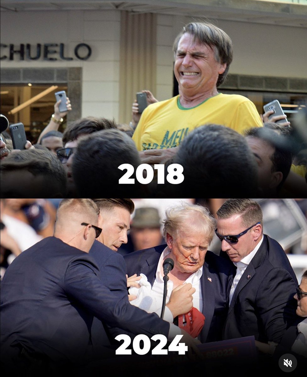 Algo parecido??? Aqui no Brasil quem se tornou a vítima foi quem deu a facada, lá nos Estados Unidos não ficou vivo pra contar histórias não 
Bolsonaro e Tramp direita sempre