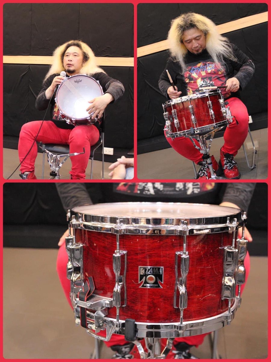 drummertobby's tweet photo. 昨年の名古屋の「集まれ！スネアご自慢会」でのひとコマ。
昨年は、TAMA SUPERSTAR 14"x 8"を持参。バーチシェルのふくよかなローの鳴りを皆様にご披露しました。
本日のスネアご自慢会め14"x 8"を持ってきました！ https://t.co/CeSahmvISD
