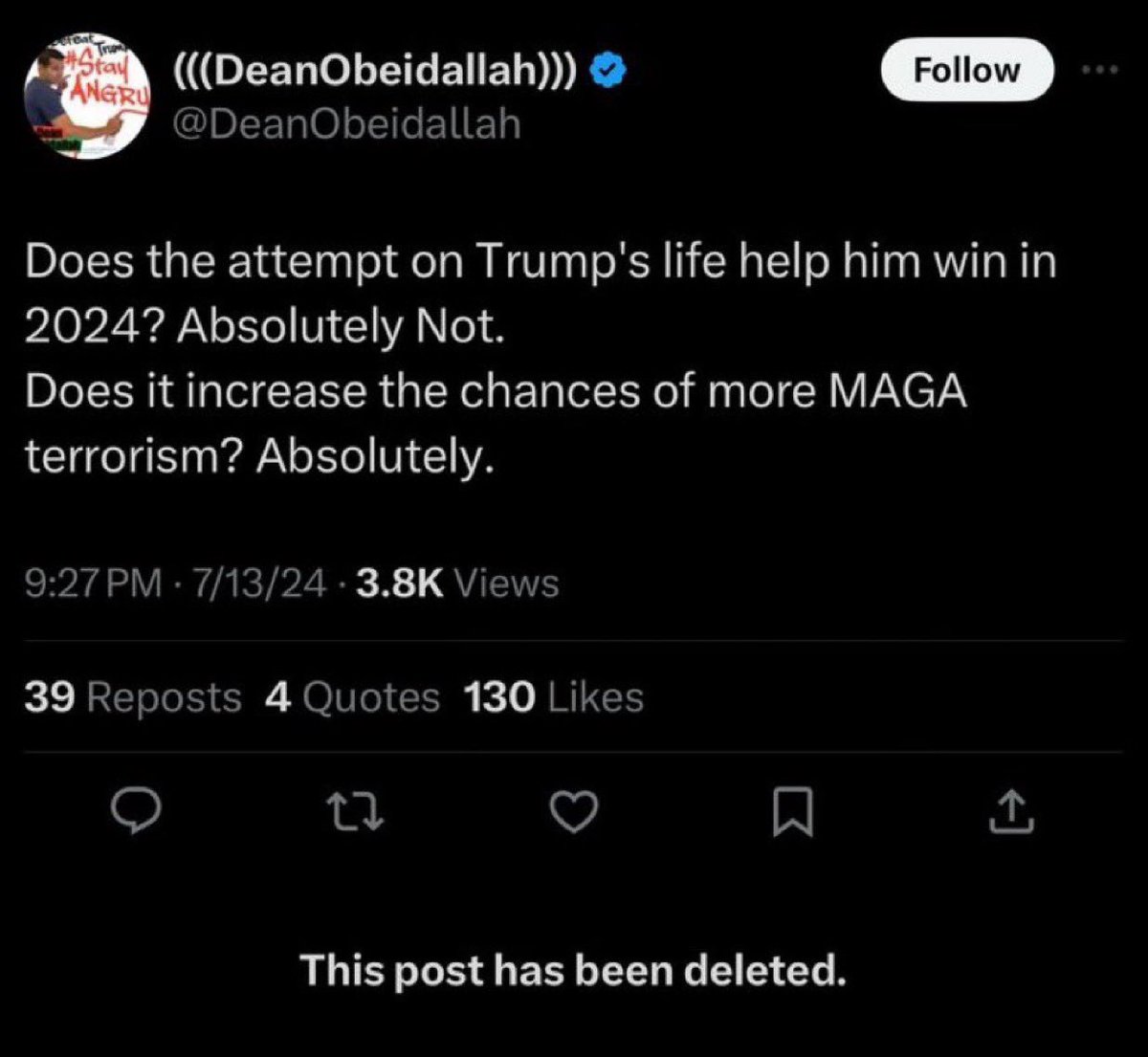 You will notice, there are no riots happening right now.