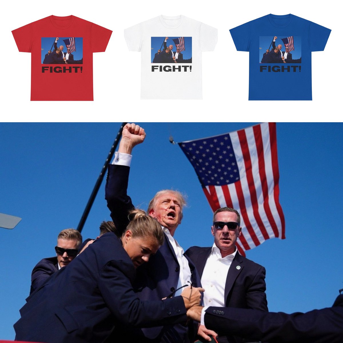 PixelPupzNFT's tweet photo. @wideofthepost https://t.co/nRVMM1wB4q…

Americas president was just shot. We will fight and we will win. When our President is shot he stood right back up and gets back in the ring. Fight! Fight! Fight! Trump 2024! #Trump #Fight #ManyMen #MyPresident #MAGA #GodBlessAmerica https://t.co/Hy1xlP4ijm
