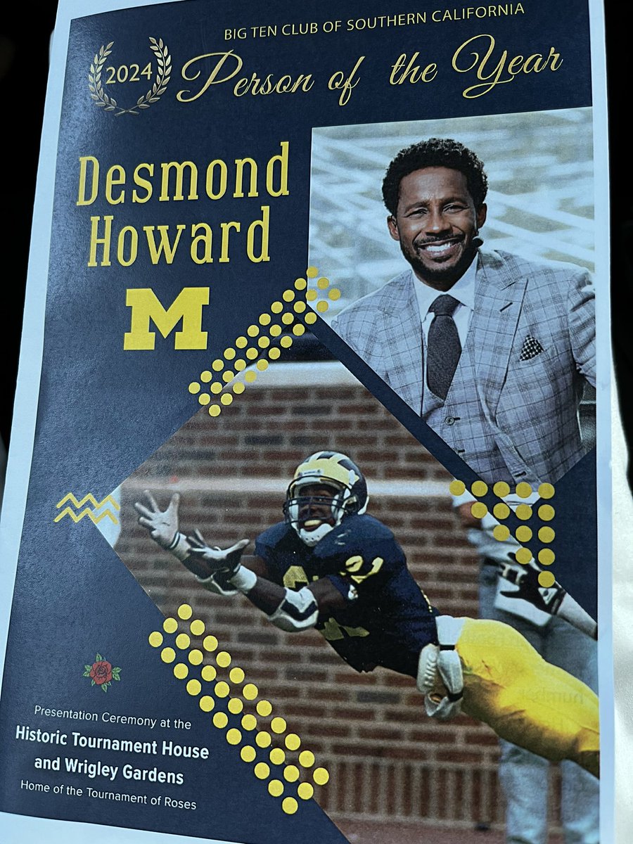 Congratulations to Desmond Howard, Big Ten Club of Southern California Person of the Year! <a href="/B1Gfootball/">Big Ten Football</a> <a href="/UMichFootball/">Michigan Football</a> <a href="/ESPNCFB/">ESPN College Football</a>