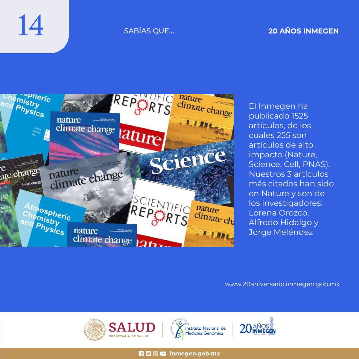 inmegen's tweet image. #20años20datos 

Una de las investigadoras que destaca en esta área es la Dra. Lorena Orozco, quien ha publicado más de 120 artículos de investigación en revistas de alto impacto.

Conoce más sobre nuestra producción científica en: 20aniversario.inmegen.gob.mx