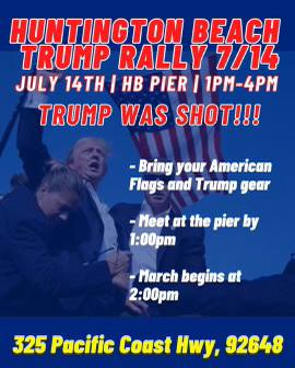 Bentelligent76's tweet photo. EMERGENCY #TRUMPRally #HUNTINGTONBEACH
#TRUMPWasSHOT!
JULY 14 Sunday #HBPier
1-4pm
Bring #AmericanFlags & #TrumpGear
Meet @ pier 1pm
March begins 2pm
325 #PacificCoastHighway 92648
#PCH
#TRUMP2024 🇺🇲
#BLACKSFORTRUMP 🇺🇲
#FUCKANTIFA 🖕
#MAGA 🇺🇲
#WWG1WGA 🇺🇲
#THEYMISSED
#Share https://t.co/SJYY9Unu8w