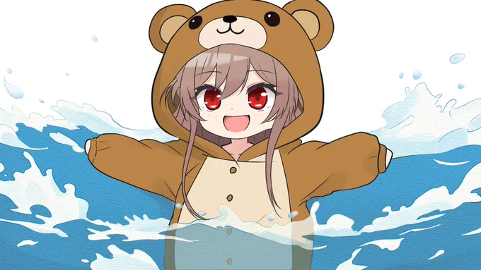 引用元の動画に使った一枚絵ですが、他のも見たいという有難いおはなしいただいたので個人的にはクマさん抱えて海から上がるところ大好き #フレン見て 