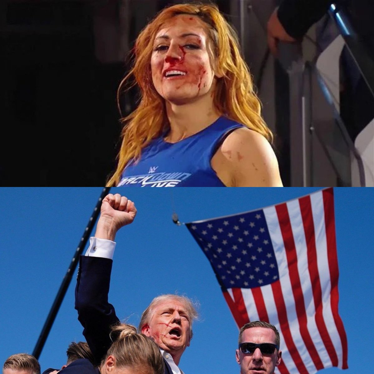 ryanlsmith8's tweet photo. The moment @BeckyLynchWWE became The Man and the moment @realDonaldTrump won the championship back…
#Trump2024 
#TheMan https://t.co/Ecsu4RxpXO