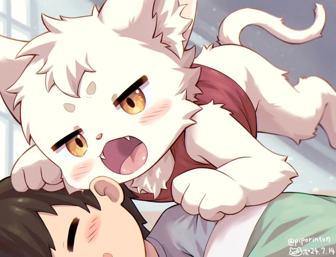 いつまで寝てる人間さんはケモショタちゃんに食べられてしまいます 早く起きてご飯を食べさせていっぱい遊んであげましょう
