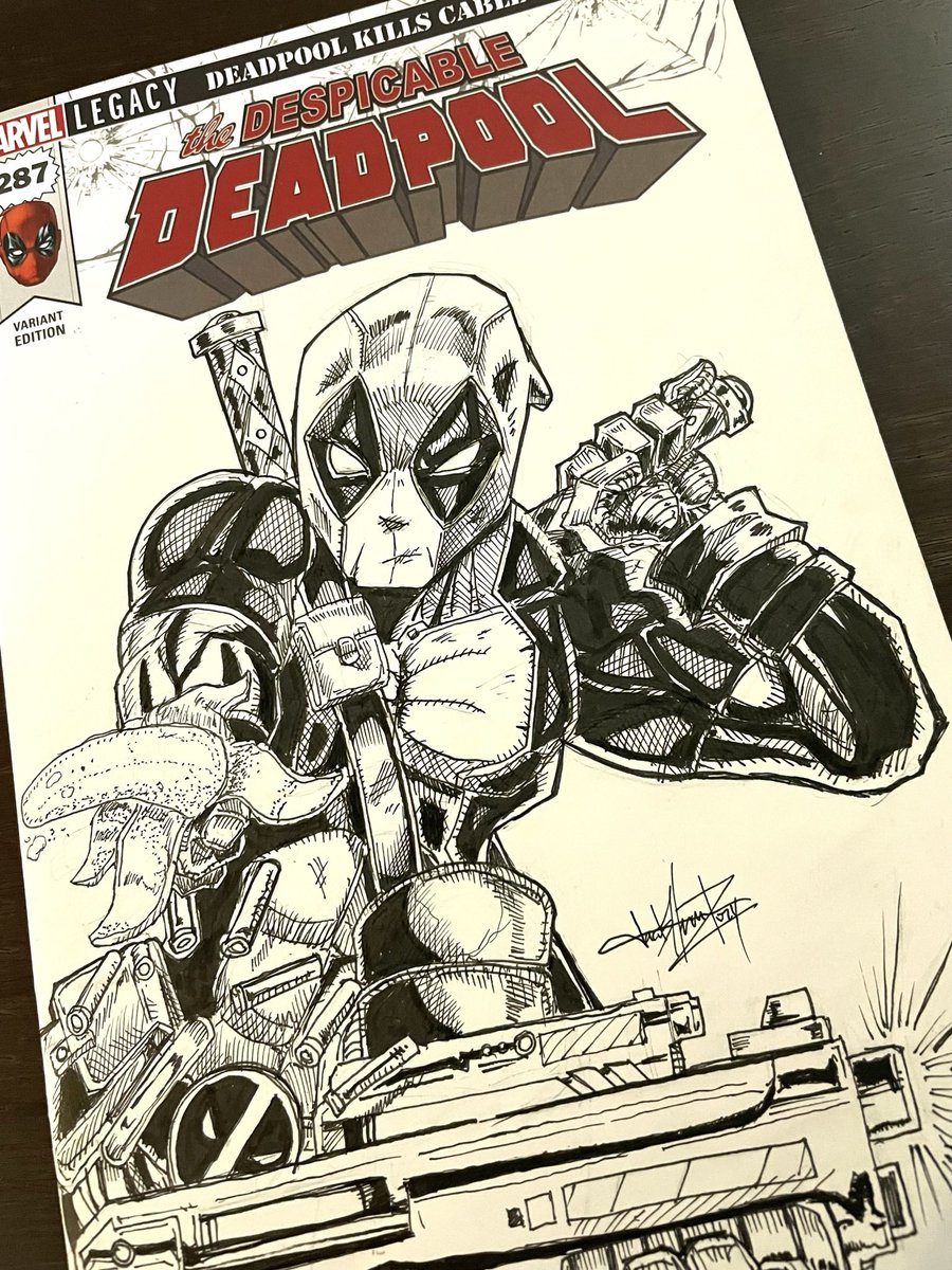 lycanartist02X's tweet photo. “Killing the Cable!” (Art Preview) 
Inking process for a blank cover 
#lycanartist #Dailyartcorner #artpreview #inkprocess #artgrind #coverart #blankcover #deadpool #wadewilson #marvelcomics #mcu #draweveryday https://t.co/ZDlZF0lePY
