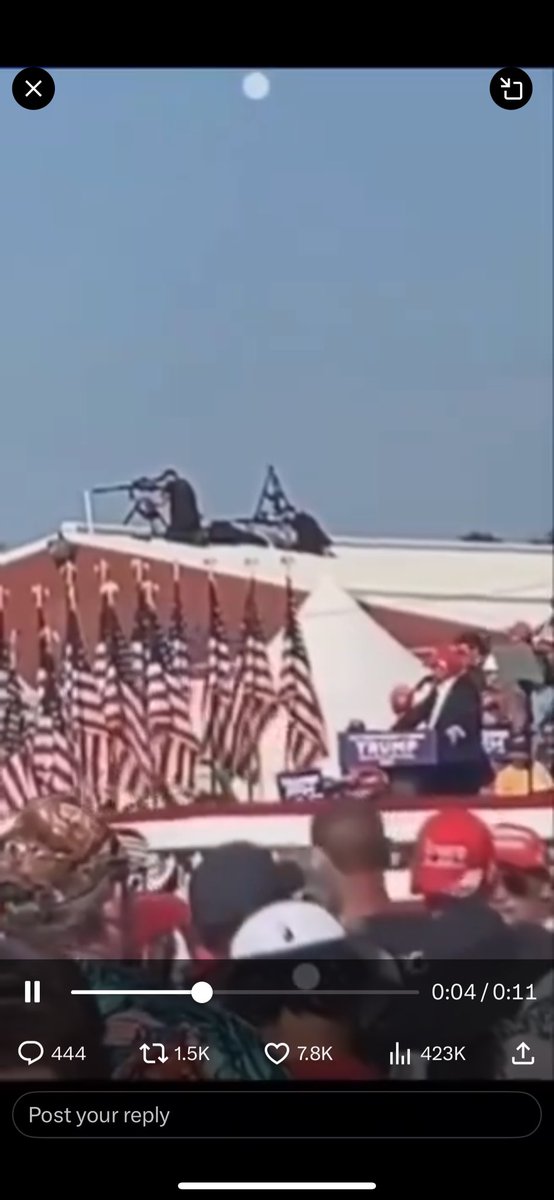 OverItAll33's tweet photo. @jackunheard As opposed to the SS sniper on the roof who immediately fired once the shot at Trump was fired…? https://t.co/ZTAOQxJ4fA