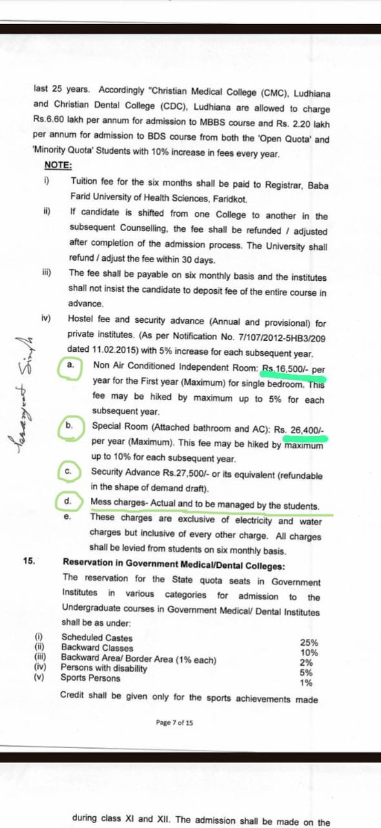 ManthanJin97166's tweet photo. 1st picture:BFUHS FARIDKOT said that 16500 ₹pa for NON AC and 26400 ₹ pa for ATTACHED BATHROOM AND AC and Mess charges MANAGED BY STUDENTS 
2nd picture:White Medical College Pathankot ask 23000₹pa for room without AC with 3 students in a room and 27300₹per month for mess only https://t.co/SYArNDrMdr