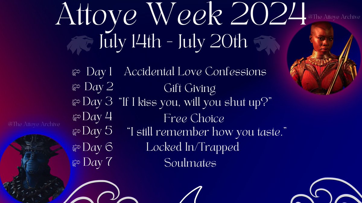 AttoyeWeek's tweet photo. ❤️💙
With Attoye Week 2024 close! Here are the rules for this year! The rules are the same from the previous year, if anyone has any questions please sure to send us a message. 👀👀

Be sure to look out for the Attoye Week 2024 collection on AO3 to submit your fanfic!

#Attoye https://t.co/tjXe4Oi8Tf