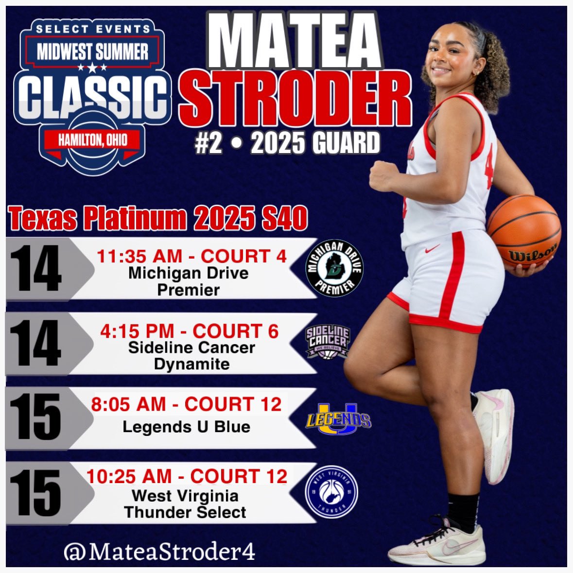 MateaStroder4's tweet image. If you’re looking for TX @Platinumbball S40 17U (2025) we’ll be putting in work at Select 40 Live Session II at Spooky Nook! Our whole team is filled with fundamentally sound, consistent 3 level scorers, facilitators and gritty defenders!!