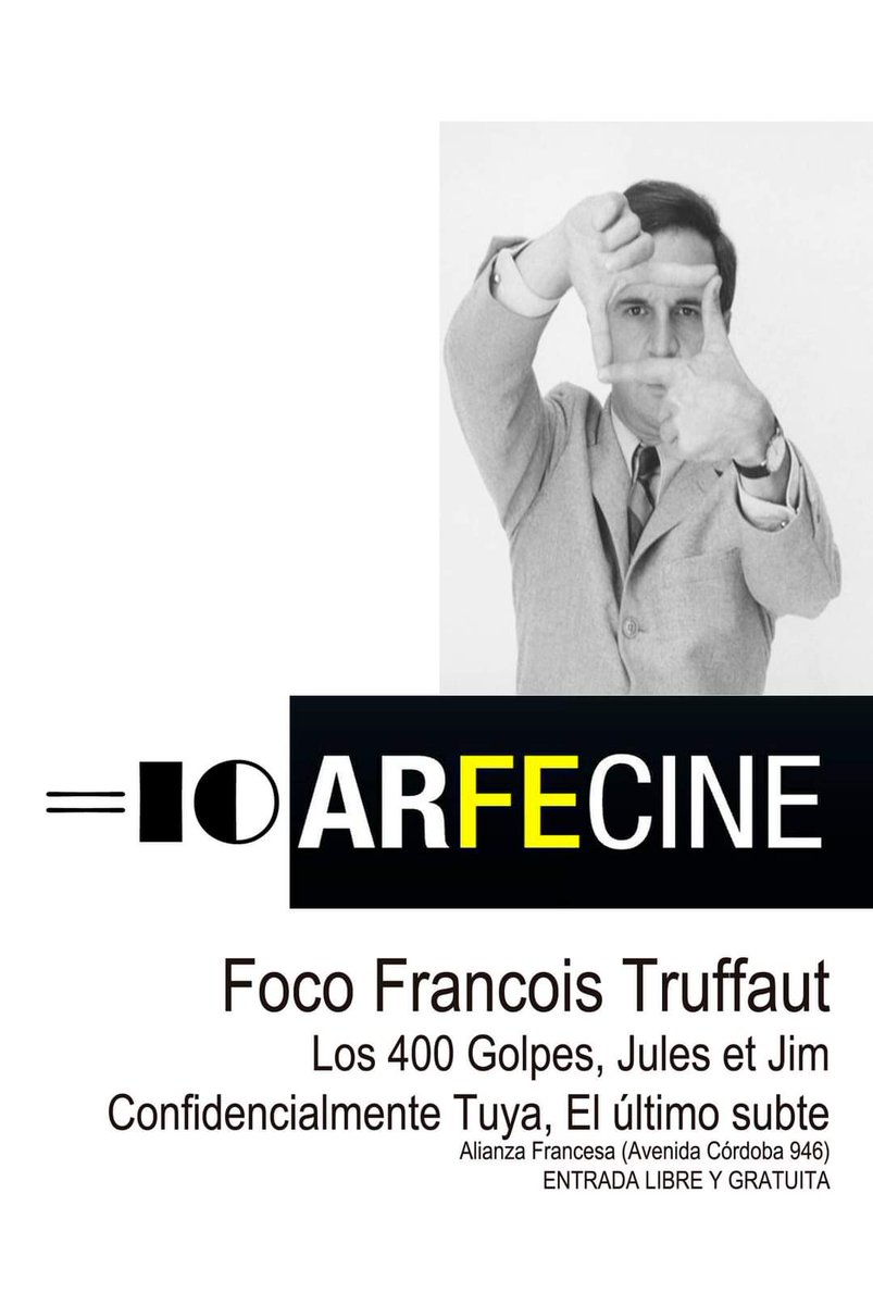 cine_fe's tweet photo. 🎞🇨🇵 FOCO FRANCOIS TRUFFAUT 
📽 La 10º Semana Internacional de Cine ARFECINE tiene el gusto de presentar en su característico foco dedicado a un realizador el especial homenaje a Francois Truffaut, a cuarenta años de su muerte.
📲 https://t.co/WXr8ctjA4R https://t.co/6Je4CBAyZu